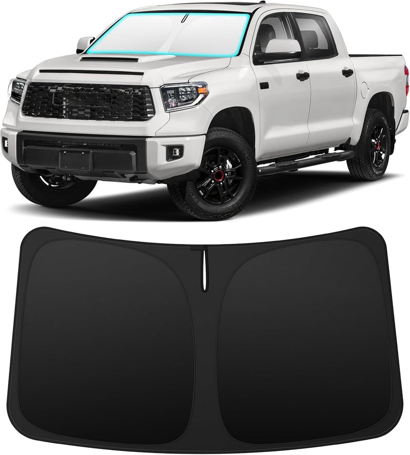 INSAUTO Foldable Windshield Sun Shade for Toyota Tundra 2007-2021, Heat & UV Protection Car Sunshade with Storage Bag, Keep Interior Cool & Easy Installation - Image 1